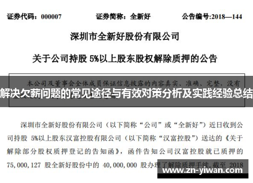 解决欠薪问题的常见途径与有效对策分析及实践经验总结
